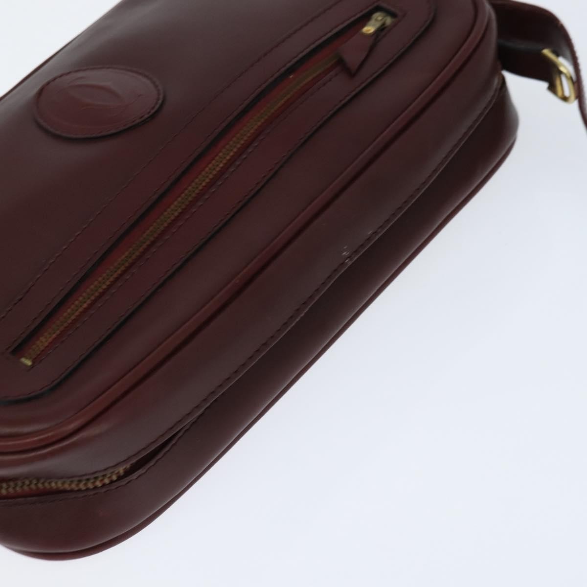 Cartier Must De Cartier Shoulder Bag Leather Burgundy Leather Shoulder Bag Bag (Pre-Owned)