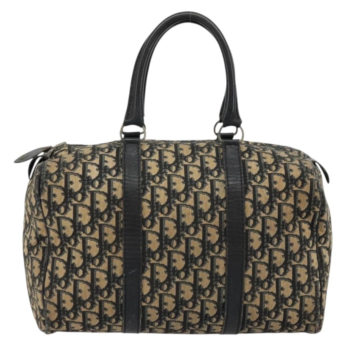 Christian Dior Vintage Trotter Handbag Canvas Navy Canvas Handbag (Pre-Owned)