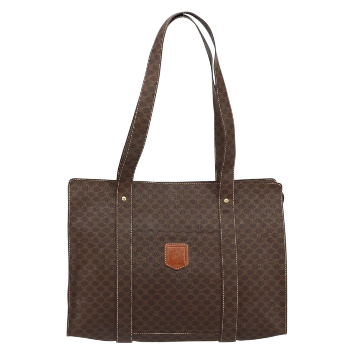 Celine Vintage Macadam Tote Bag Canvas Brown Canvas Tote Bag Bag (Pre-Owned)