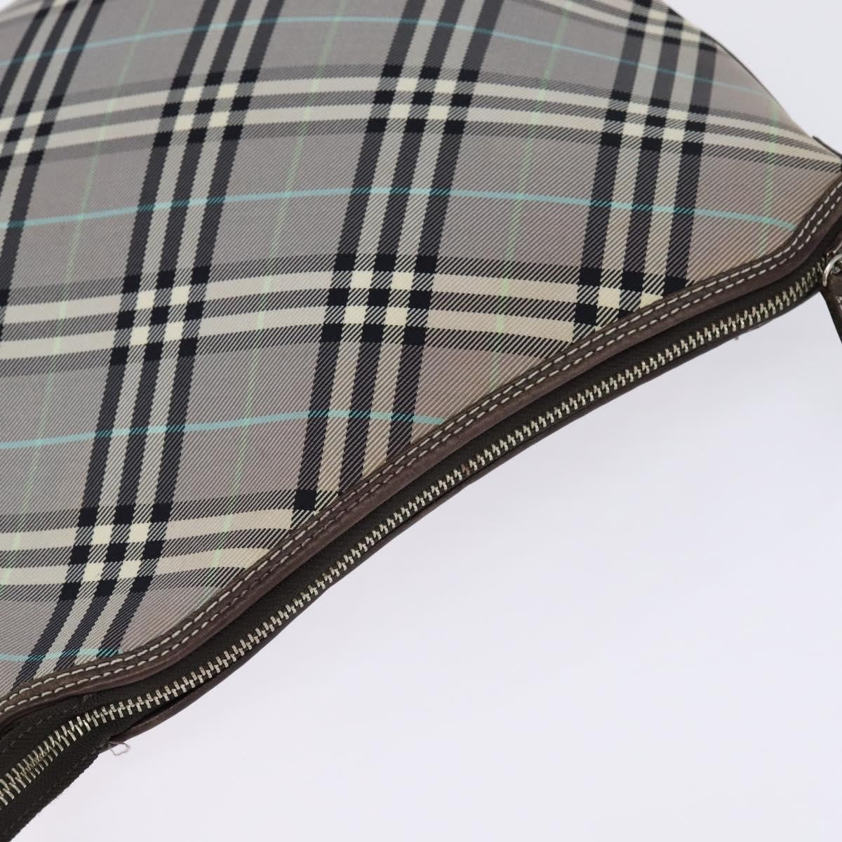 Burberry Nova Check Blue Label Canvas Gray Nylon Shoulder Bag Bag (Pre-Owned)