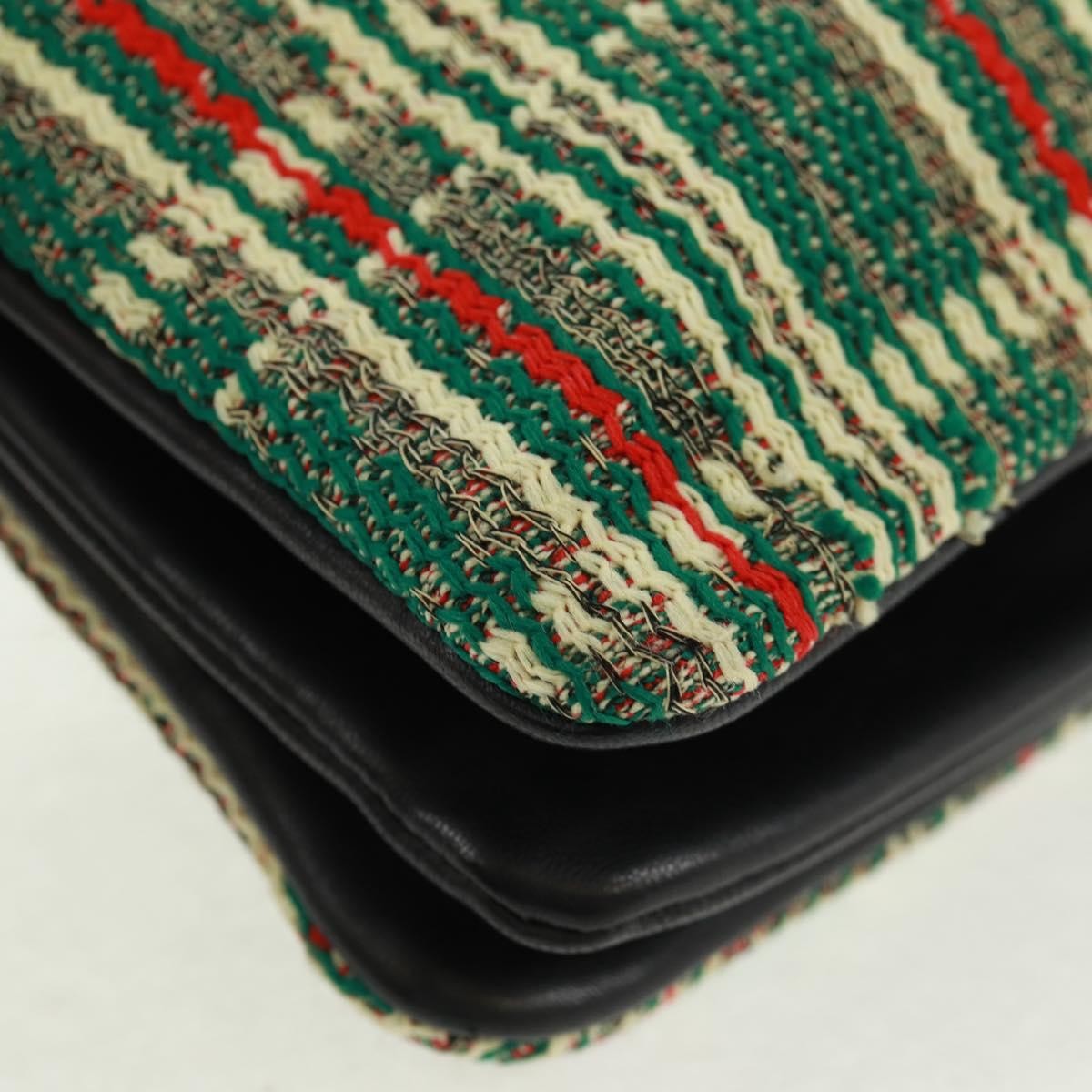 Celine Trio Crossbody Bag Tweed Green Tweed Shoulder Bag Bag (Pre-Owned)