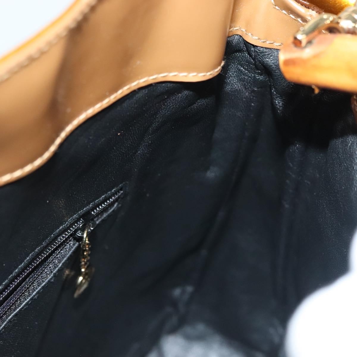 Gucci Vintage Bamboo Handle Bag Patent Leather Gold Patent_Leather Handbag (Pre-Owned)