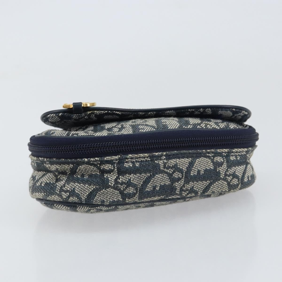 Christian Dior Vintage Saddle Coin Purse Diorissimo Canvas Navy Canvas Clutche & Pouche Bag (Pre-Owned)