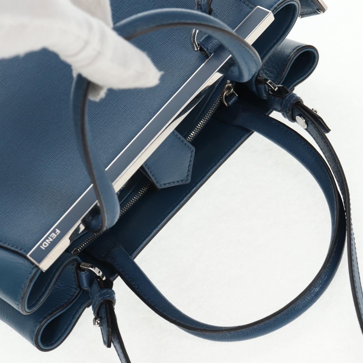 Fendi 2Jours Bag Leather Blue Leather Bag (Pre-Owned)