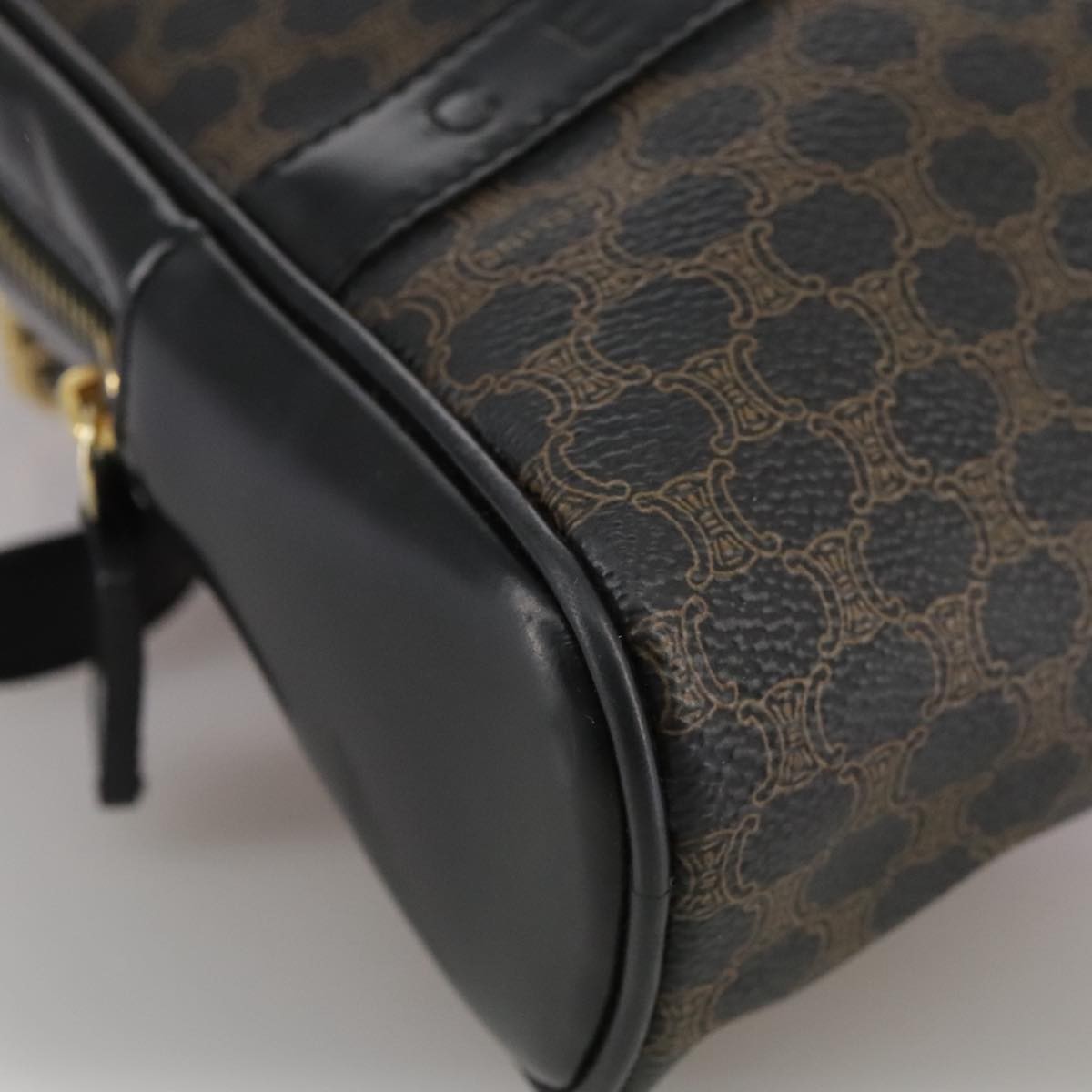 Celine Vintage Macadam Backpack Canvas And Leather Black Canvas Backpack Bag (Pre-Owned)