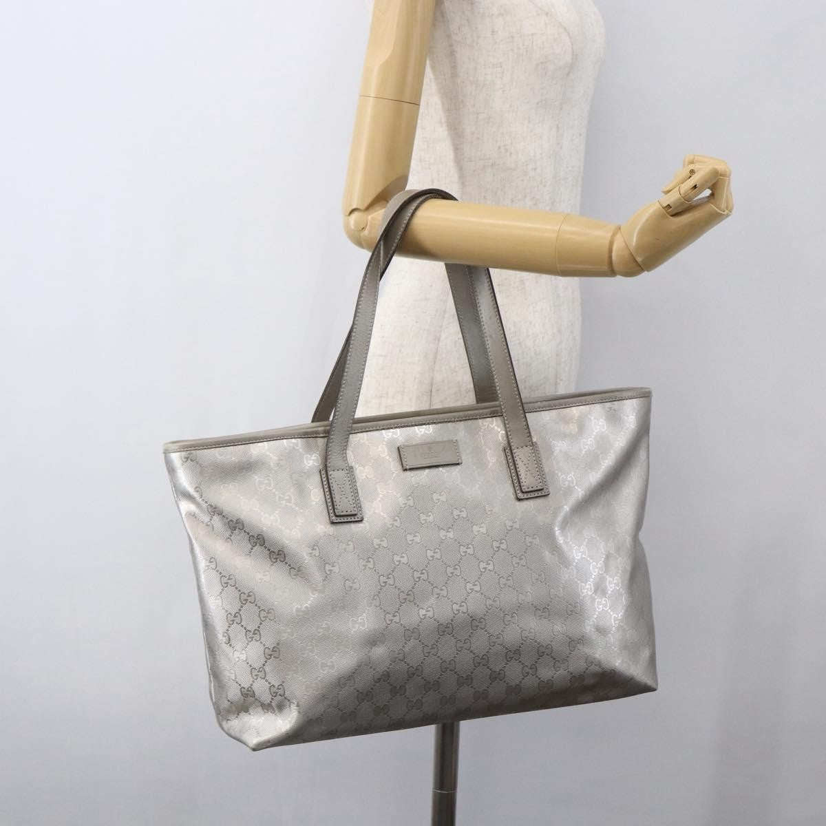 Gucci Plus Tote Gg Imprime Silver Canvas Tote Bag Bag (Pre-Owned)