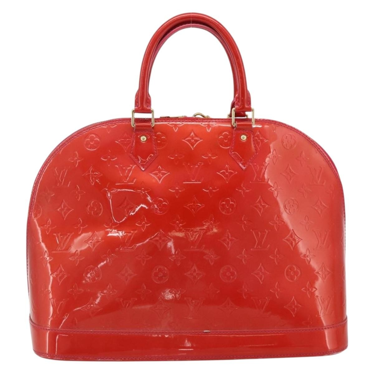 Louis Vuitton Alma Handbag Monogram Vernis Red Patent_Leather Handbag (Pre-Owned)