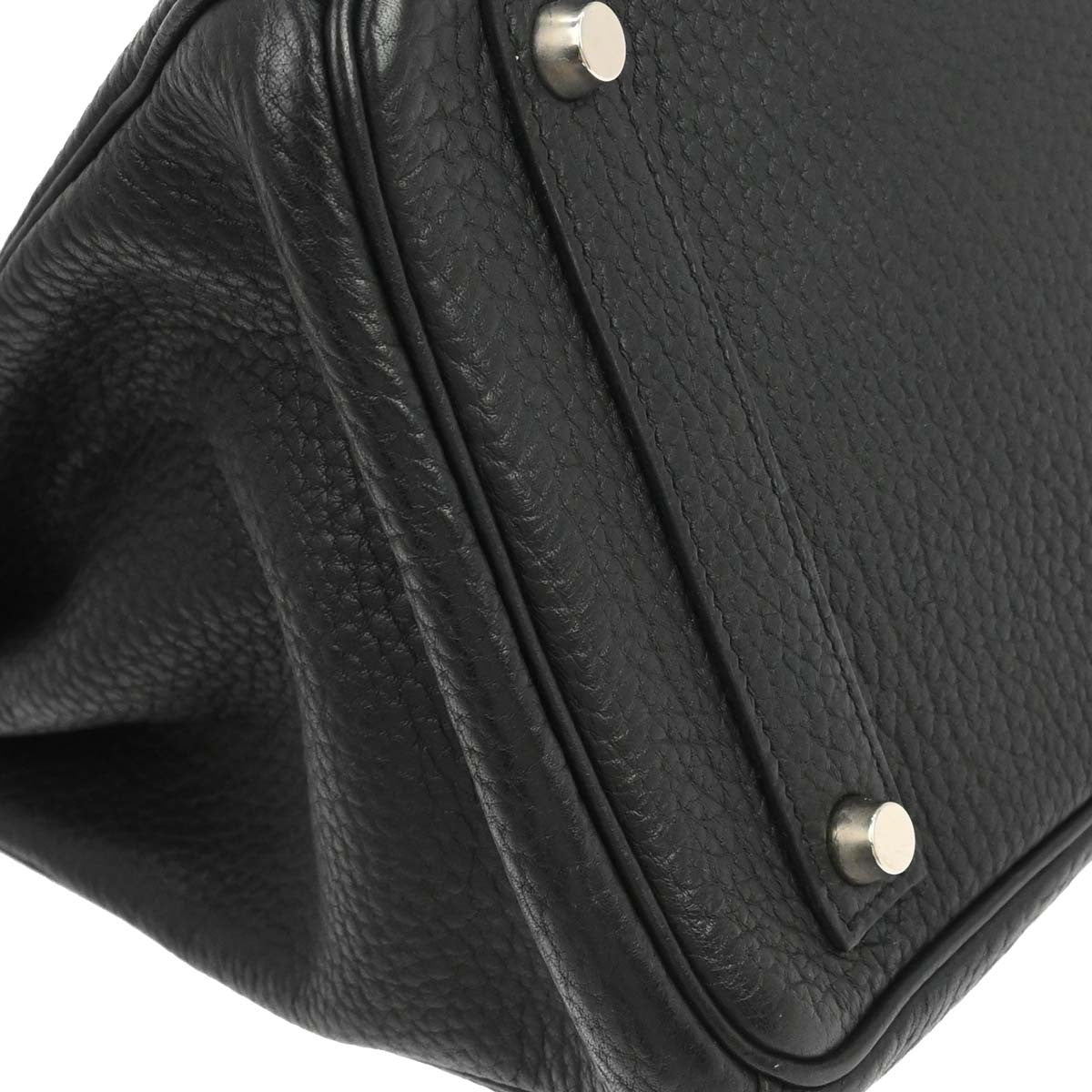 Hermes Hac Birkin Bag Black Fjord With Palladium Hardware Black Leather Handbag (Pre-Owned)