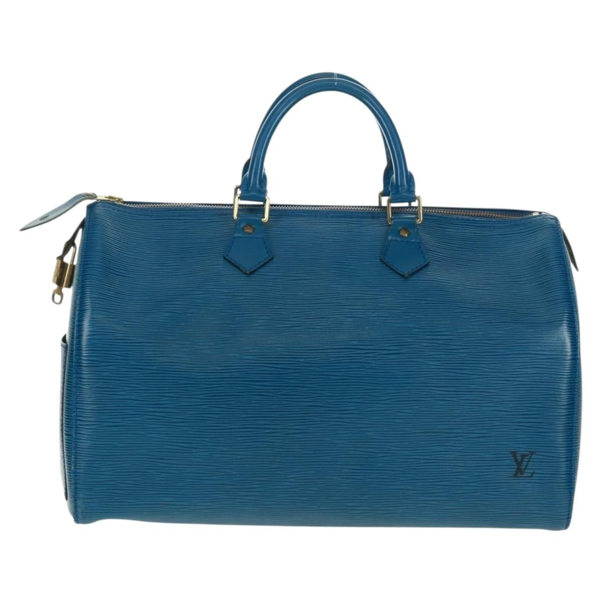 Louis Vuitton Speedy Handbag Epi Leather Blue Leather Handbag (Pre-Owned)