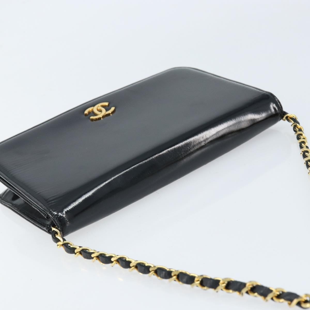 Chanel Wallet On Chain Quilted Patent Black Patent_Leather Shoulder Bag Bag (Pre-Owned)