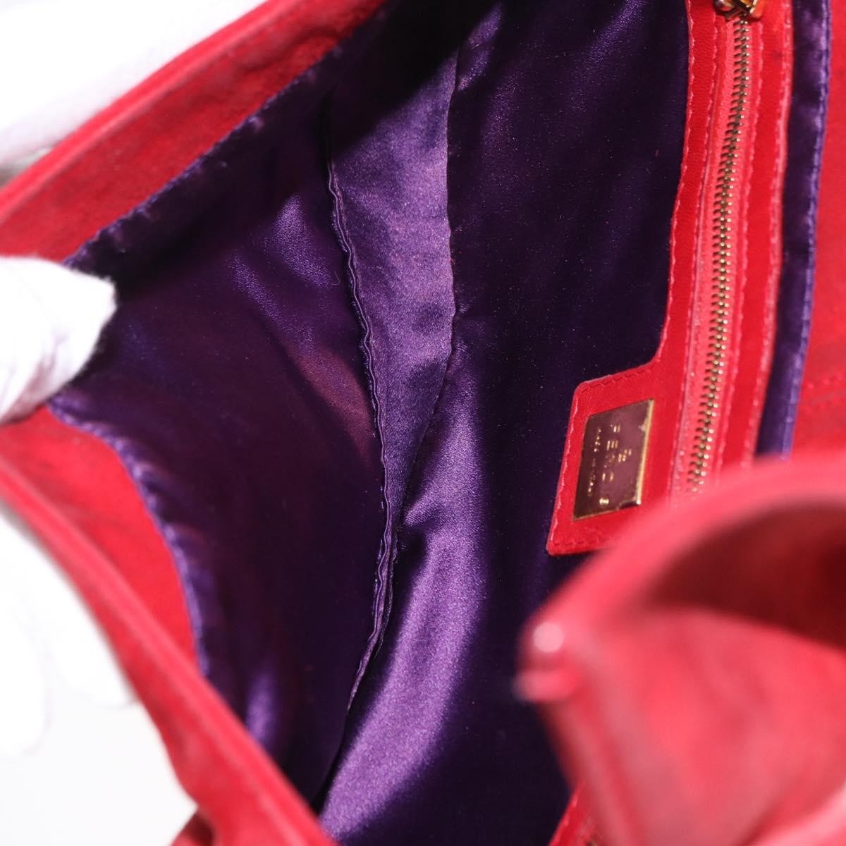 Fendi Baguette Bag Leather Red Suede Shoulder Bag Bag (Pre-Owned)