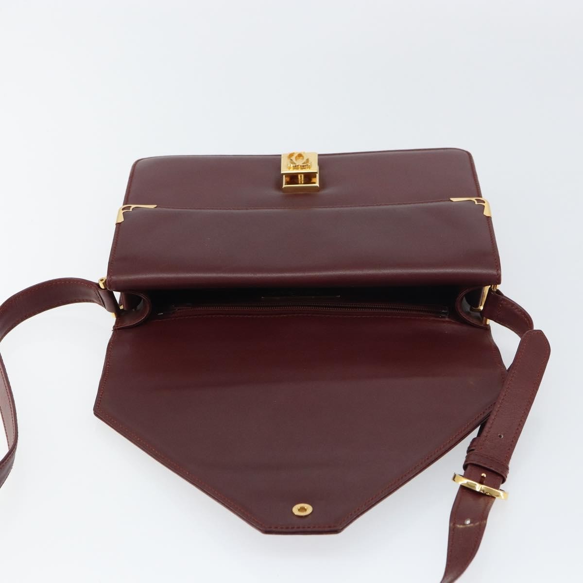 Cartier Must De Cartier Shoulder Bag Leather Burgundy Leather Shoulder Bag Bag (Pre-Owned)
