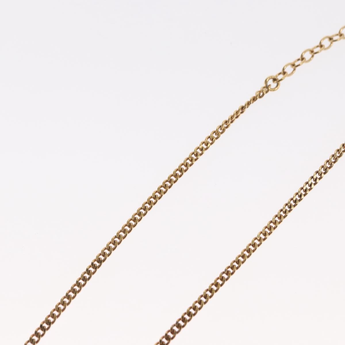 Christian Dior Vintage Logo Round Pendant Necklace Metal And Crystals Gold Metal Necklace Jewelry (Pre-Owned)