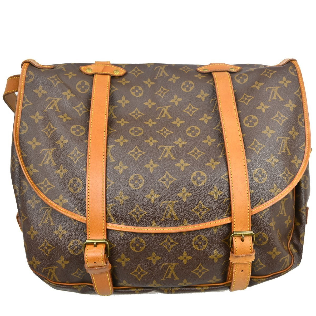 Louis Vuitton Saumur Handbag Monogram Canvas Brown Canvas Shoulder Bag Bag (Pre-Owned)