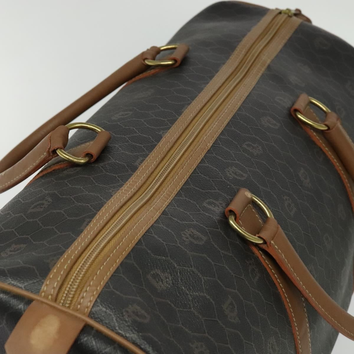 Christian Dior Vintage Honeycomb Handbag Canvas Leather Black Canvas Bag (Pre-Owned)