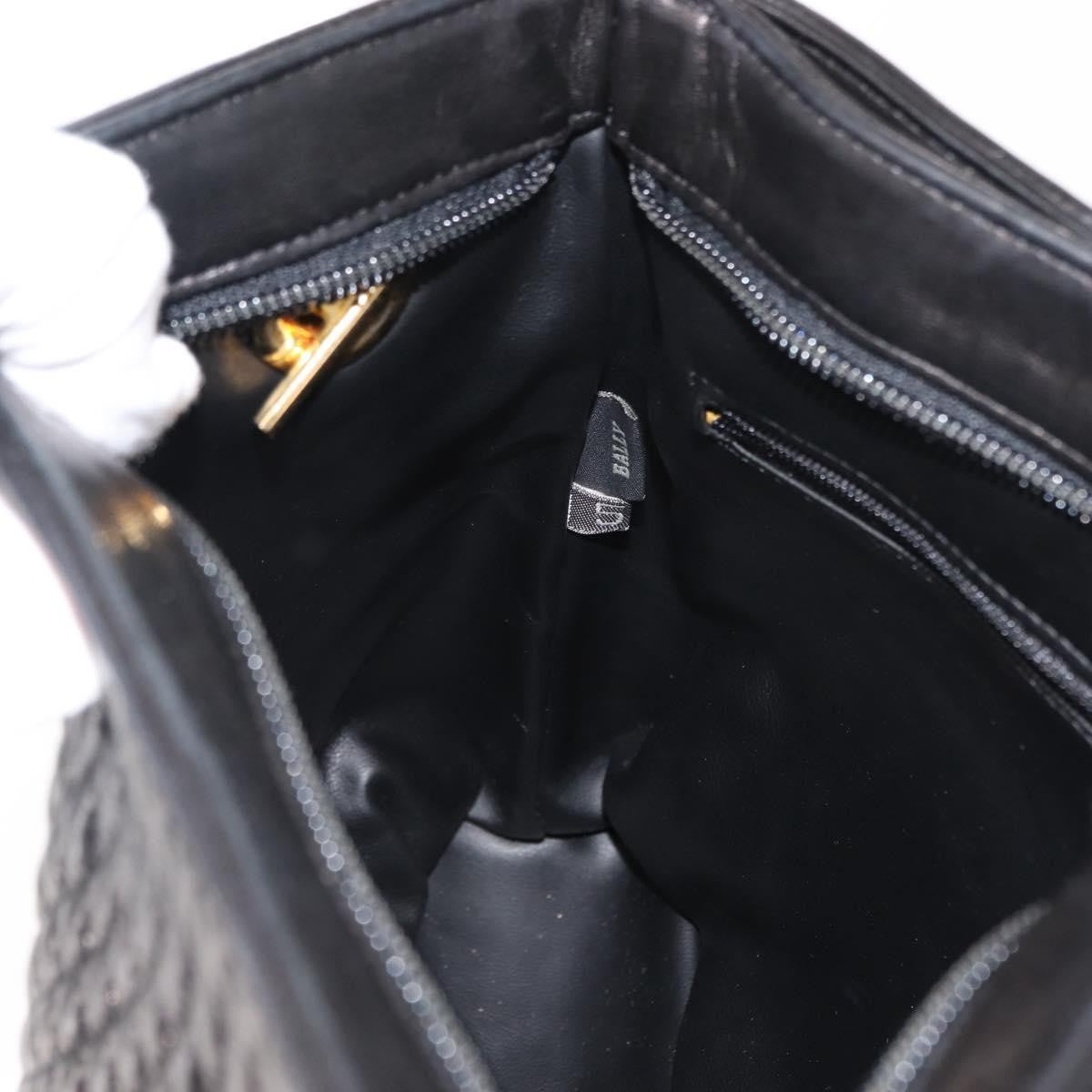 Bally Vintage Chain Shoulder Bag Quilted Leather Black Leather Shoulder Bag Bag (Pre-Owned)