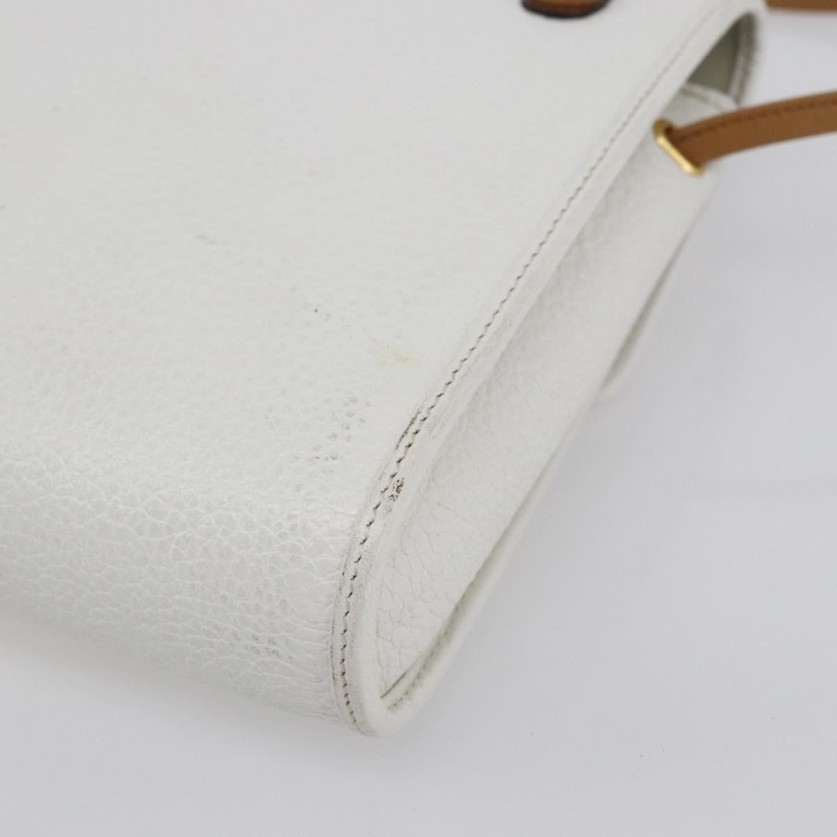 Christian Dior Vintage Cd Logo Shoulder Bag Leather White Leather Shoulder Bag Bag (Pre-Owned)