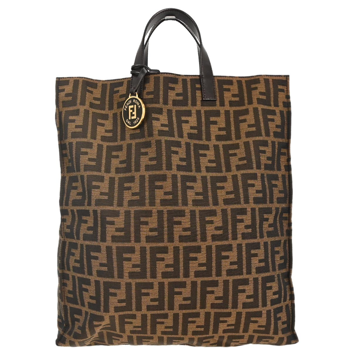 Fendi Special Shopping Tote Zucca Canvas Brown Canvas Tote Bag Bag (Pre-Owned)