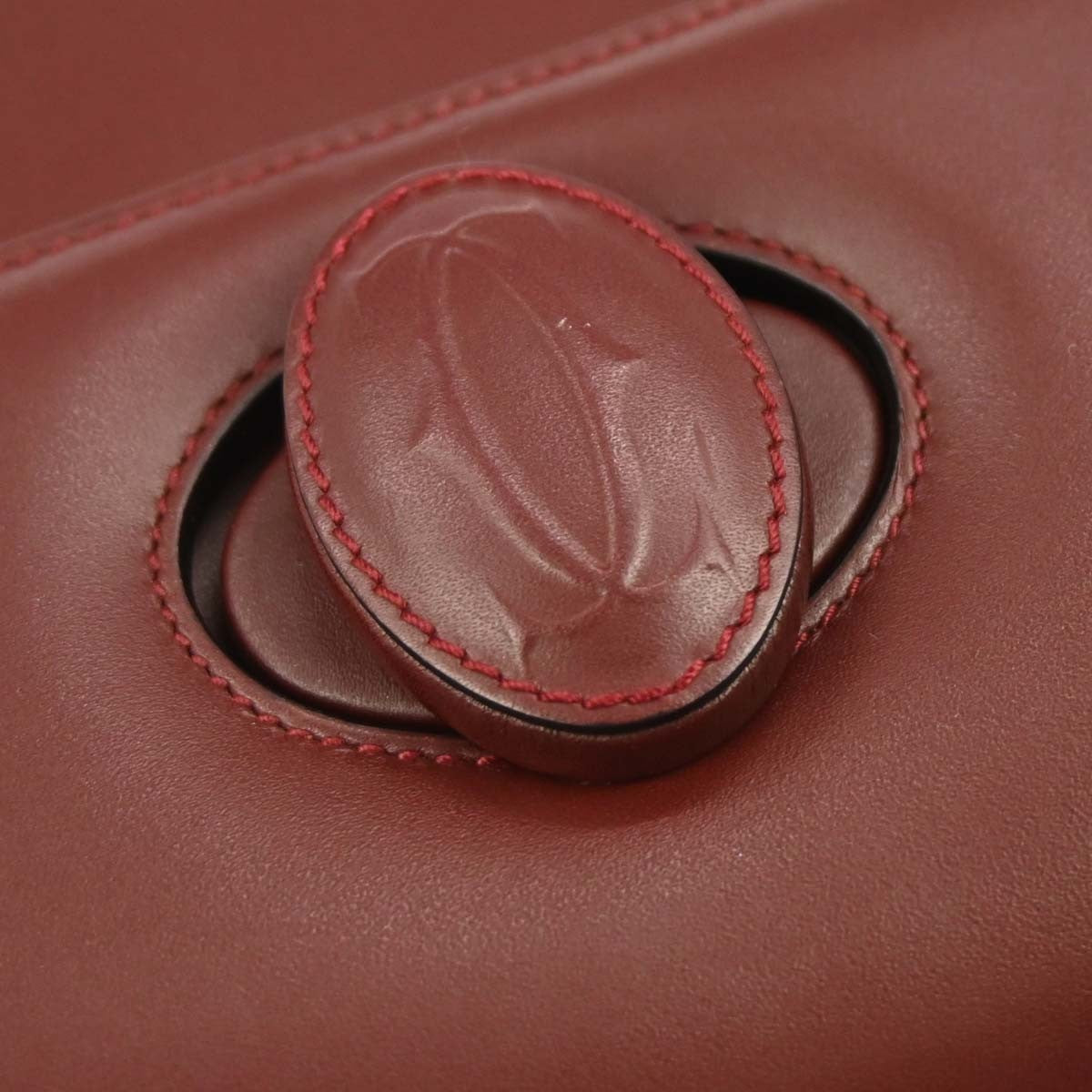 Cartier Must De Cartier Shoulder Bag Leather Burgundy Leather Shoulder Bag Bag (Pre-Owned)