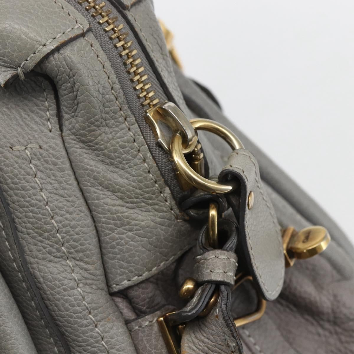 Chloe Paraty Top Handle Bag Leather Gray Leather Handbag (Pre-Owned)