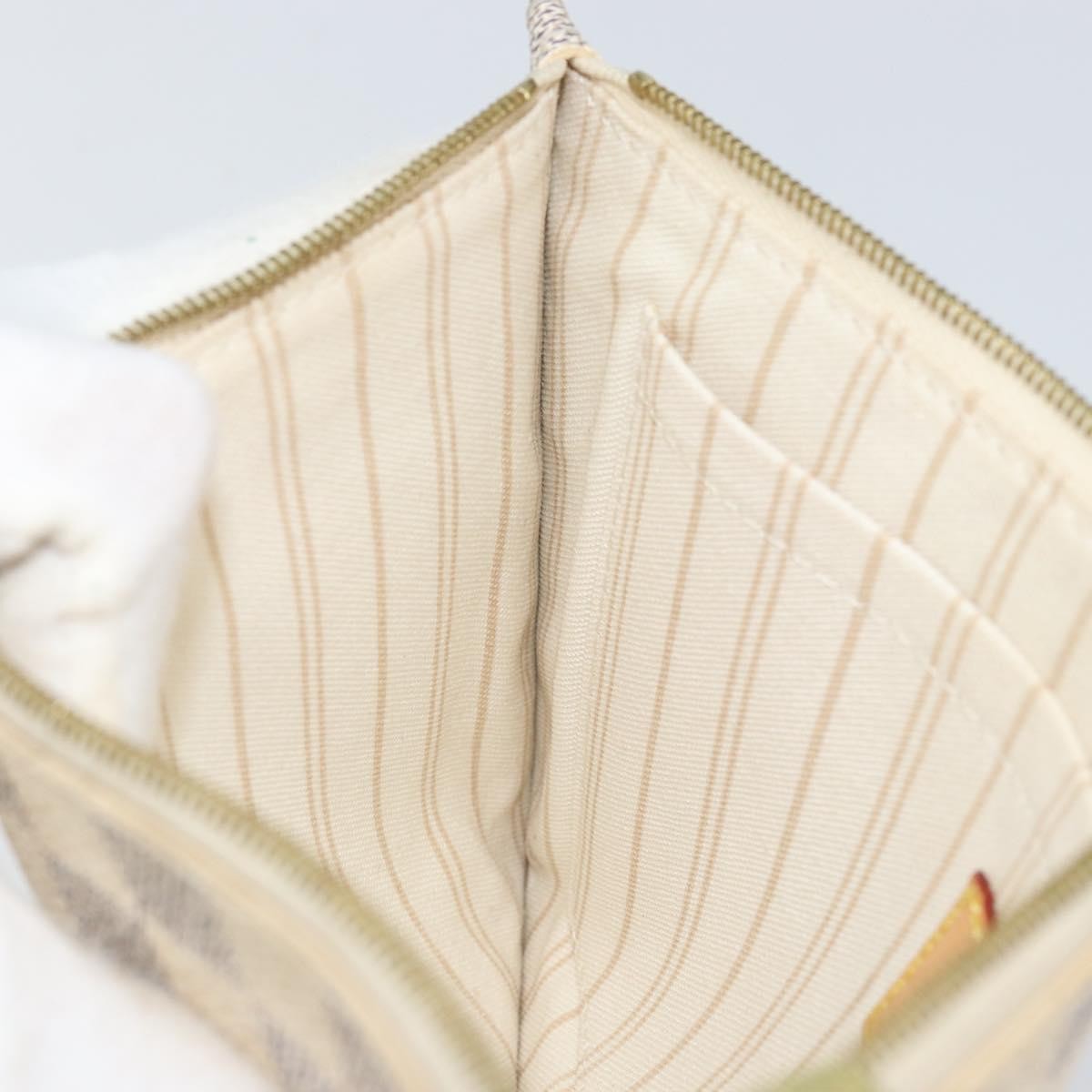 Louis Vuitton Neverfull Pochette Damier White Canvas Clutche & Pouche Bag (Pre-Owned)