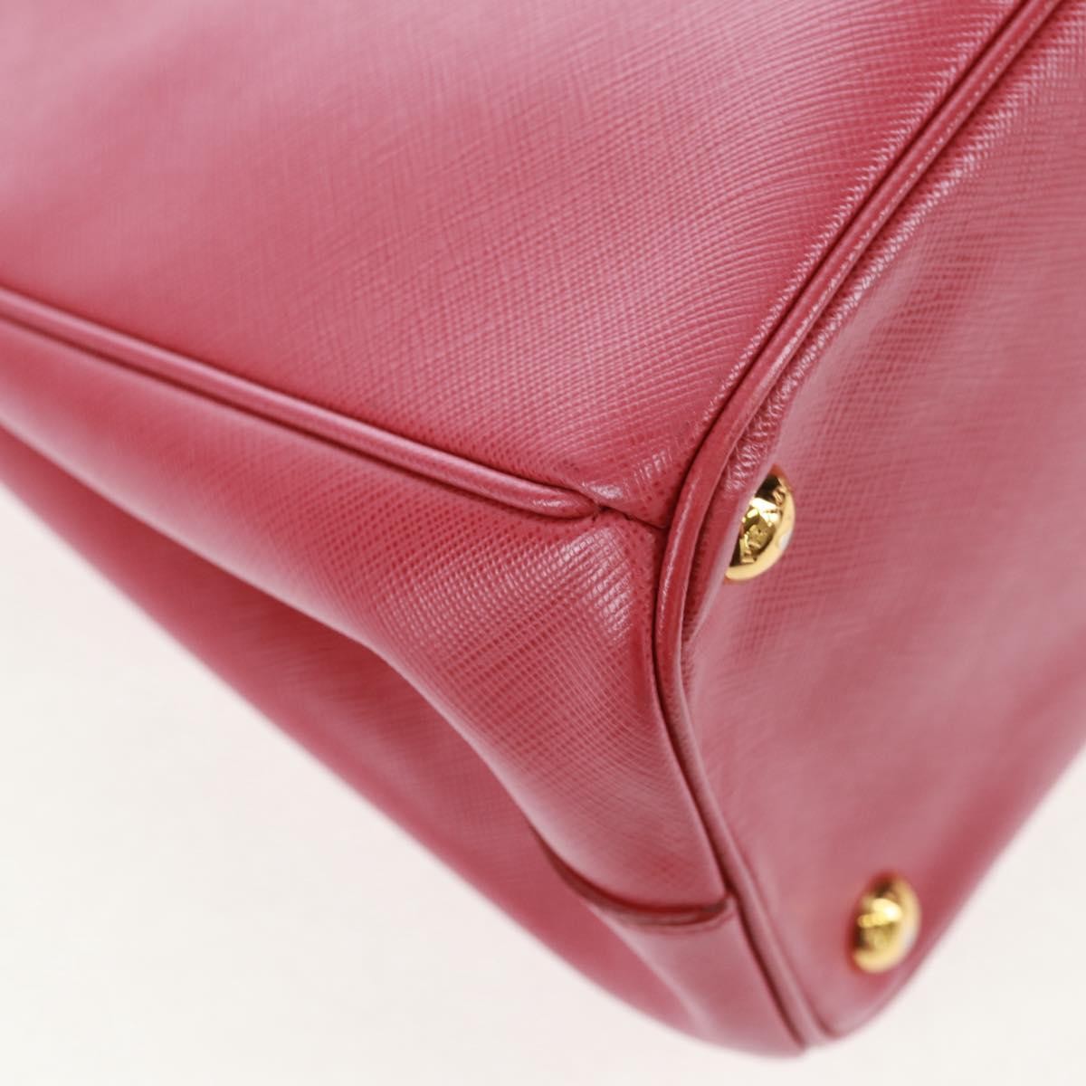 Prada Double Zip Lux Tote Saffiano Leather Pink Leather Handbag (Pre-Owned)