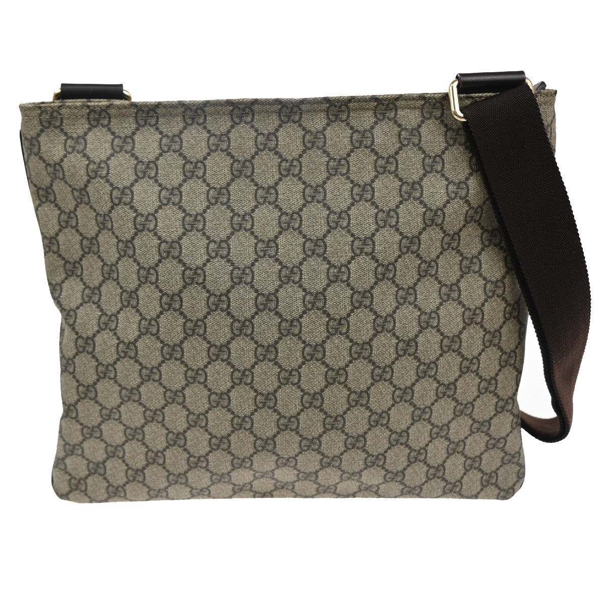 Gucci Zip Top Messenger Bag Gg Coated Canvas Brown Canvas Shoulder Bag Bag (Pre-Owned)