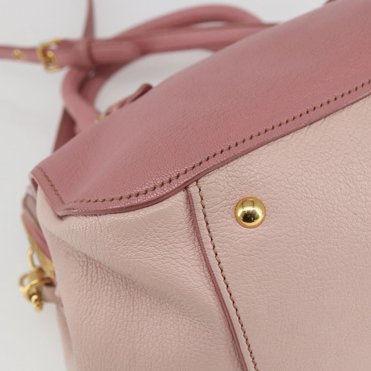 Miu Miu Madras Bowler Bag Leather Pink Leather Handbag (Pre-Owned)