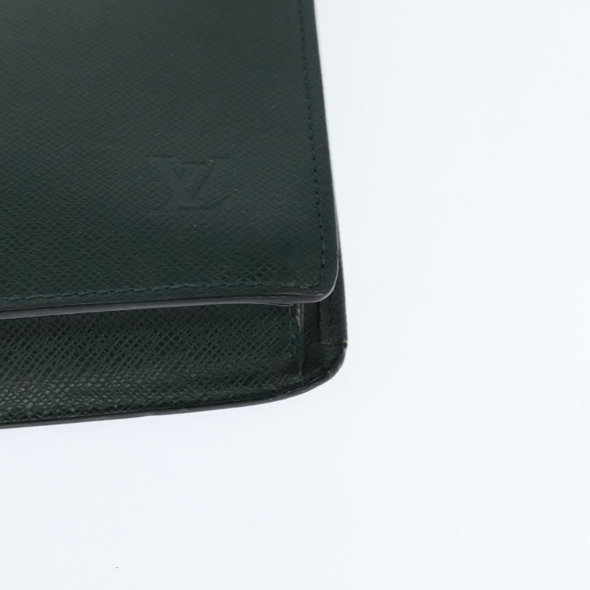 Louis Vuitton Serviette Kourad Briefcase Taiga Leather Green Leather Briefcase Bag (Pre-Owned)