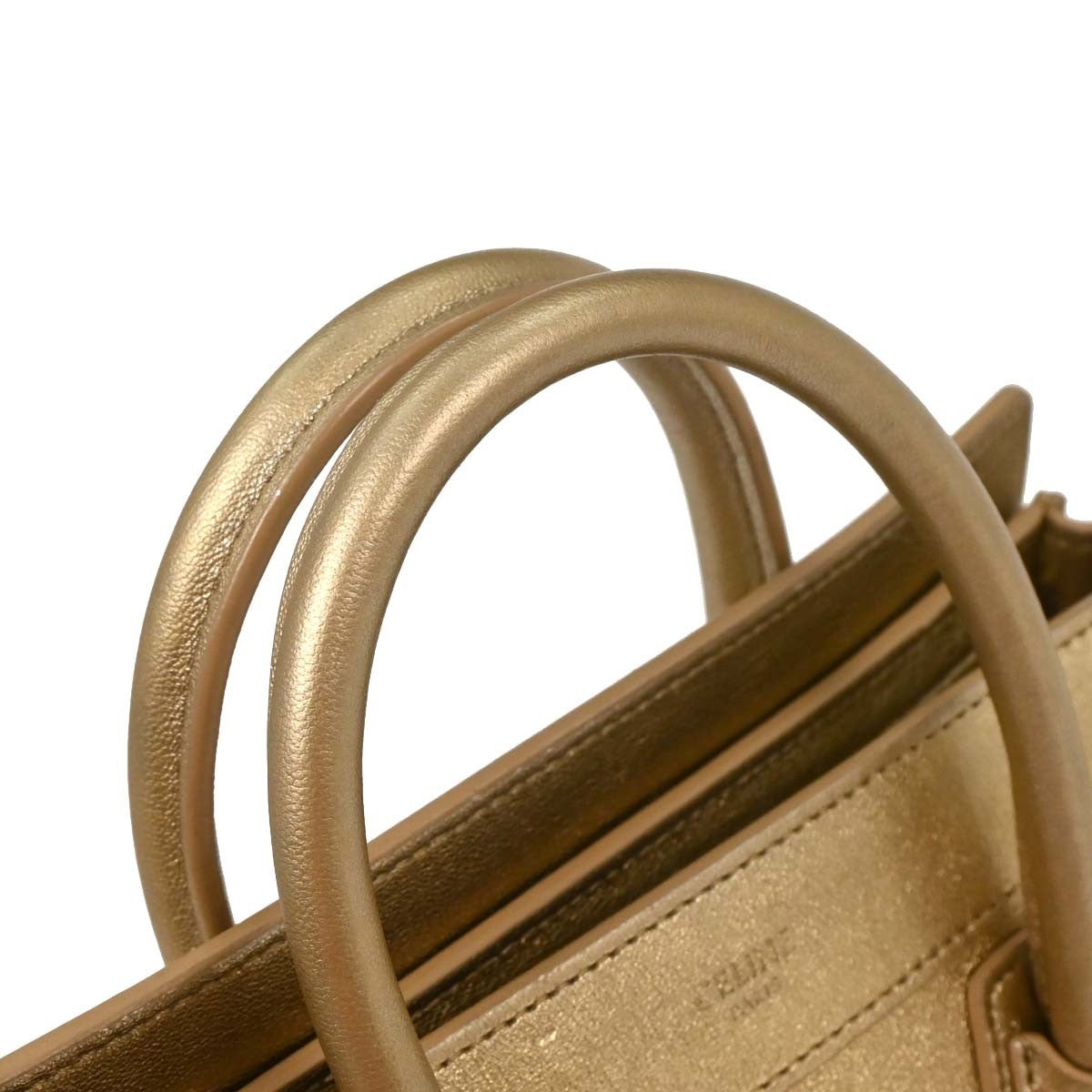 Celine Luggage Bag Smooth Leather Gold Leather Tote Bag Bag (Pre-Owned)