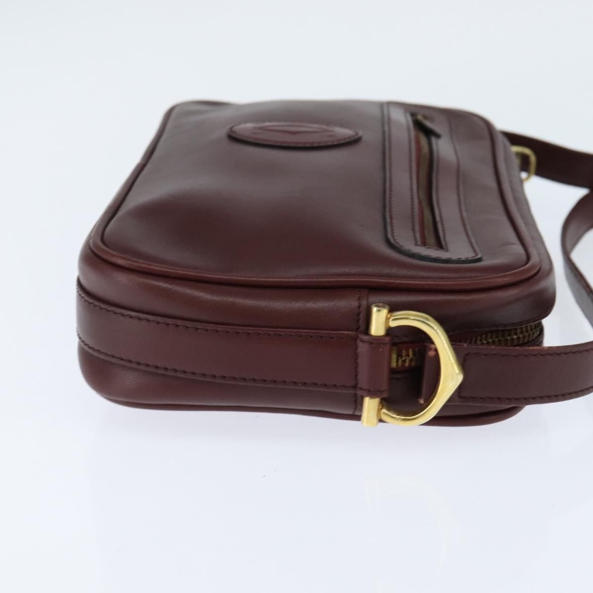 Cartier Must De Cartier Shoulder Bag Leather Burgundy Leather Shoulder Bag Bag (Pre-Owned)