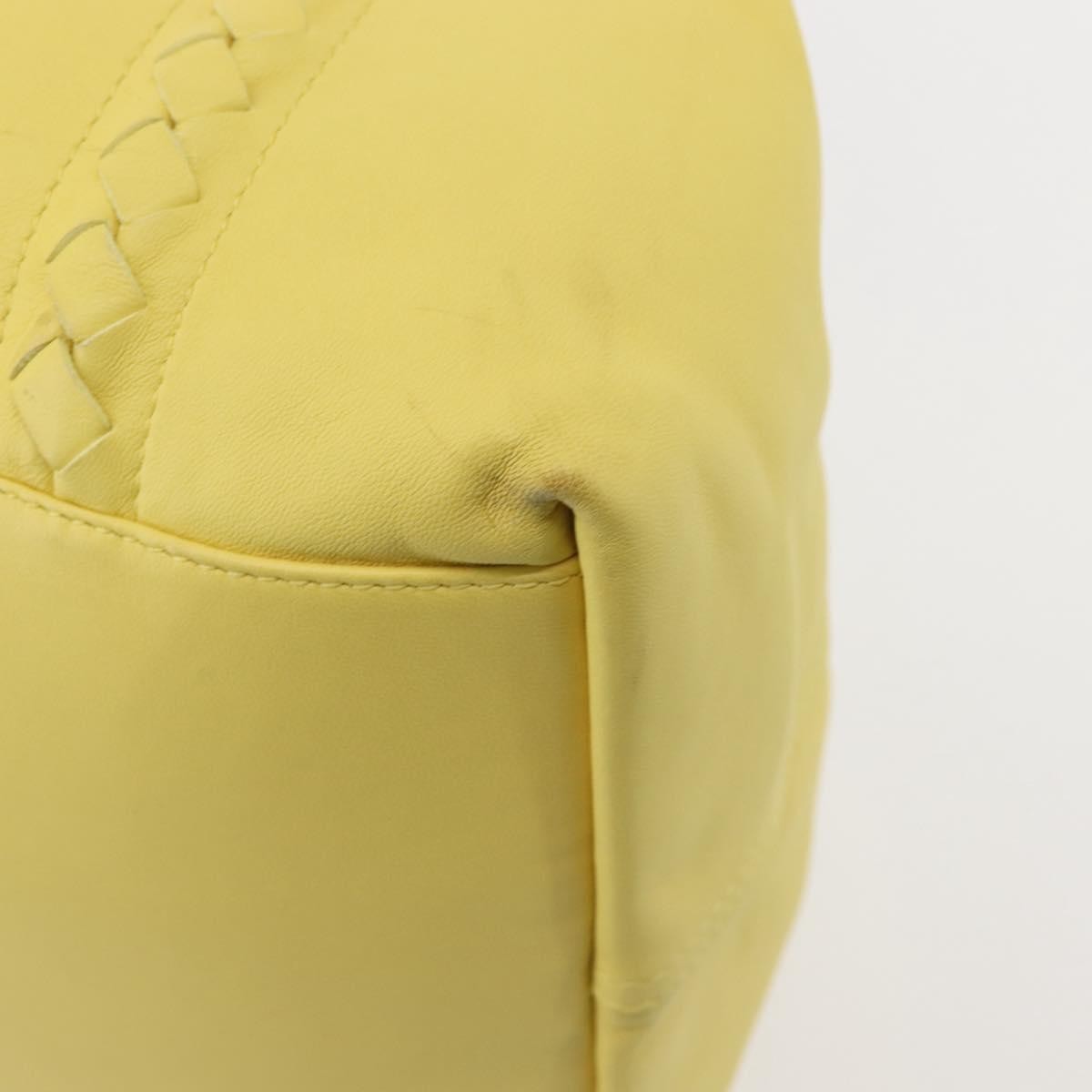 Bottega Veneta A-Shape Tote Leather With Intrecciato Detail Yellow Leather Shoulder Bag Bag (Pre-Owned)