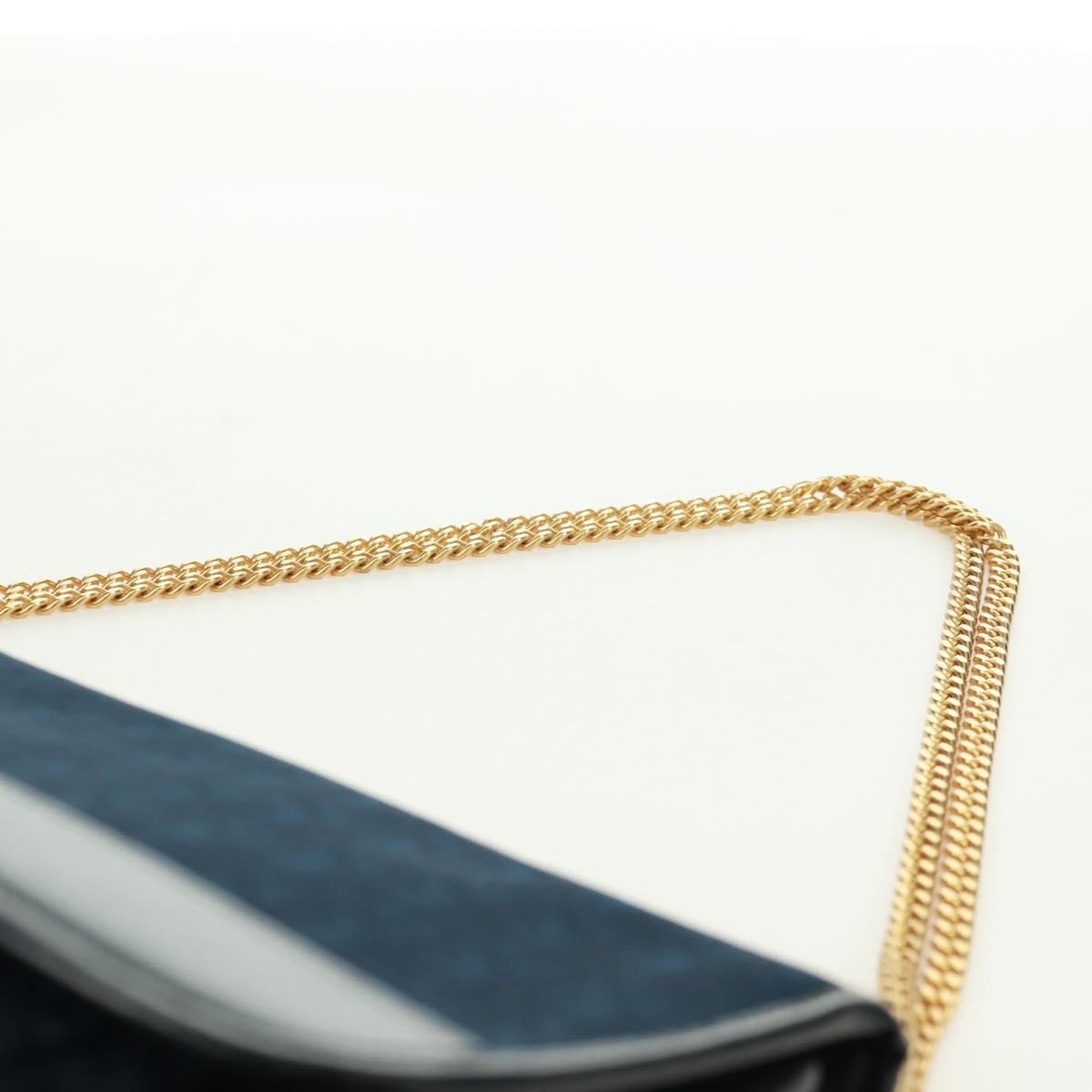 Christian Dior Vintage Chain Flap Shoulder Bag Diorissimo Canvas Navy Canvas Shoulder Bag Bag (Pre-Owned)