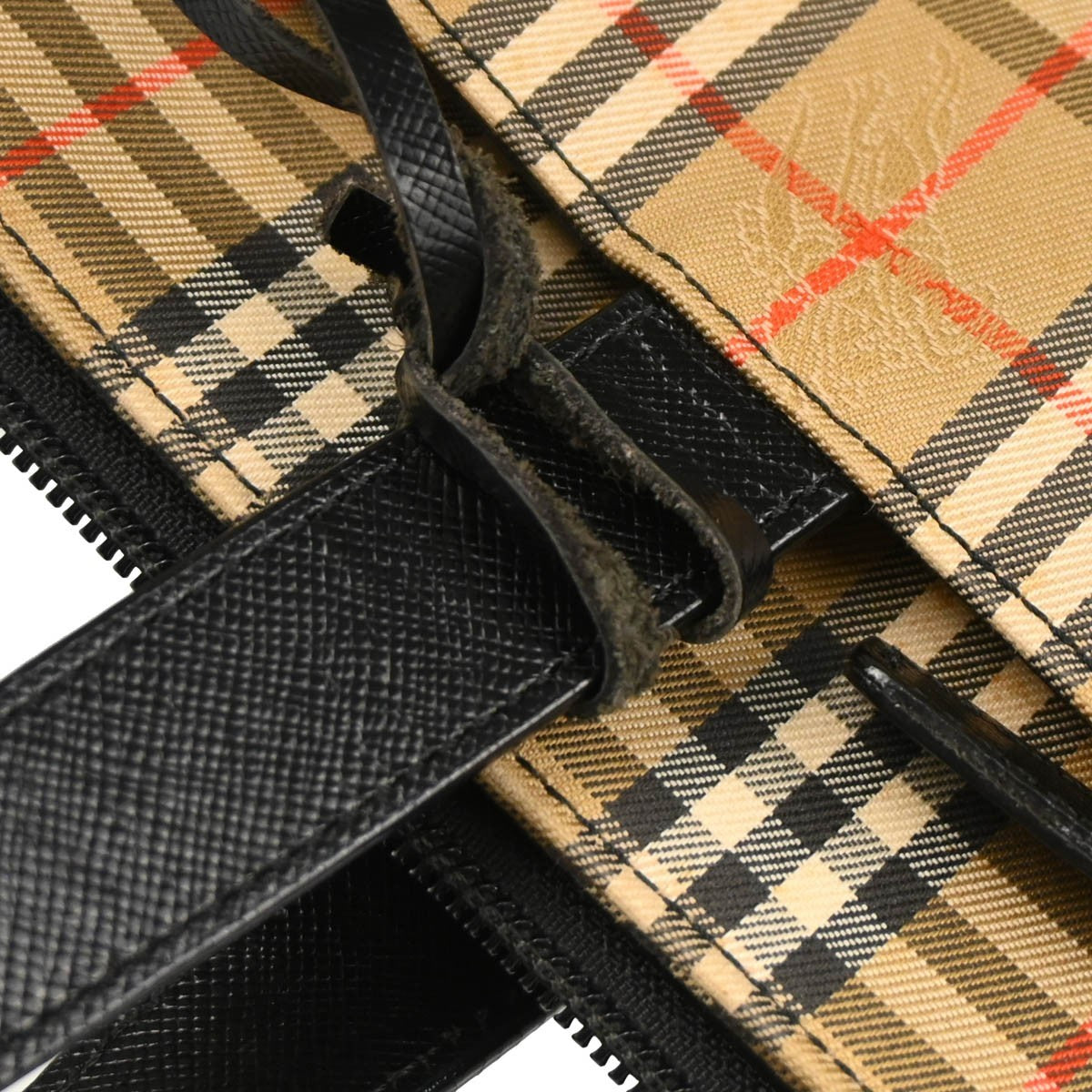 Burberry Nova Check Tote Nylon And Leather Beige Canvas Tote Bag Bag (Pre-Owned)
