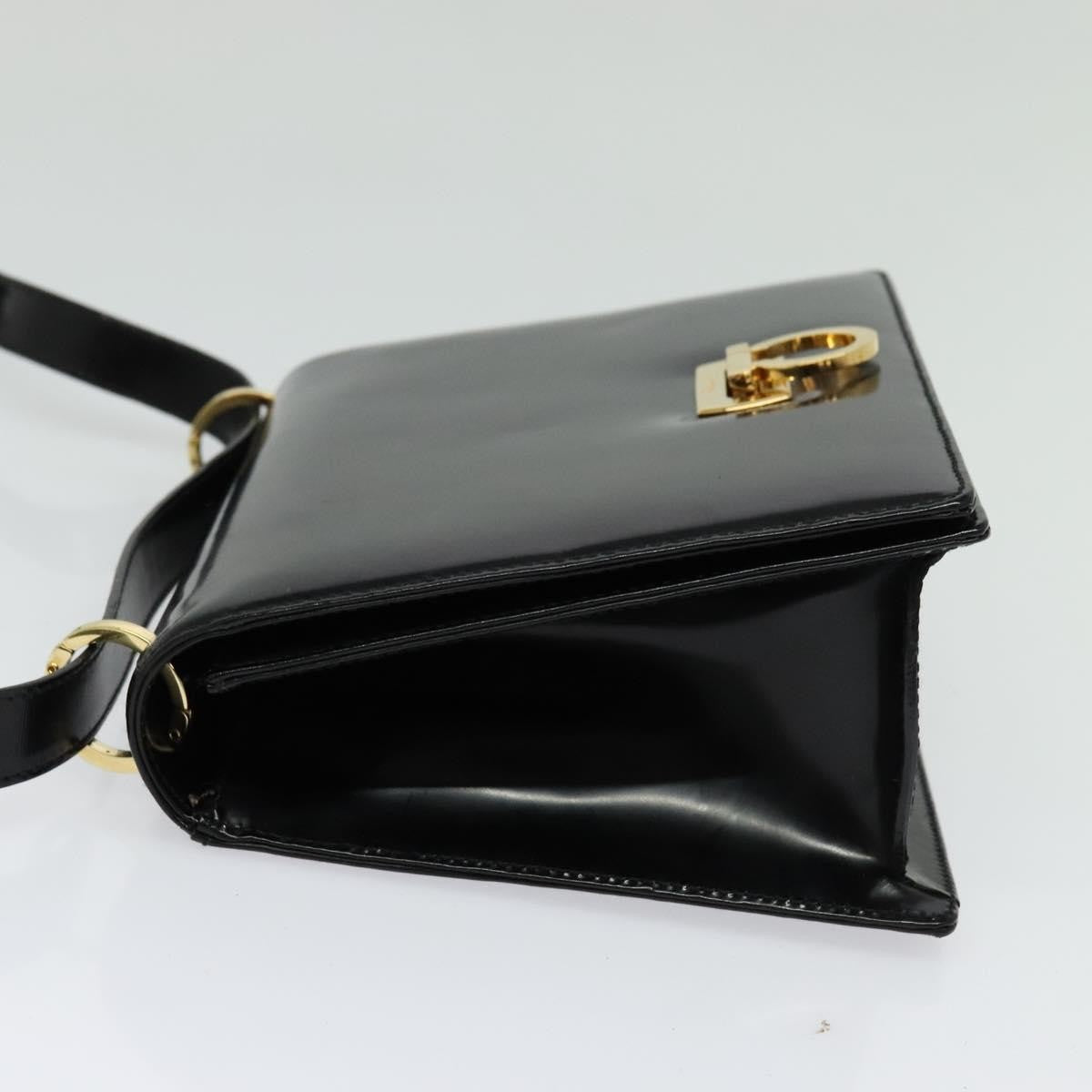 Salvatore Ferragamo Gancini Shoulder Bag Patent Leather Black Patent_Leather Shoulder Bag Bag (Pre-Owned)