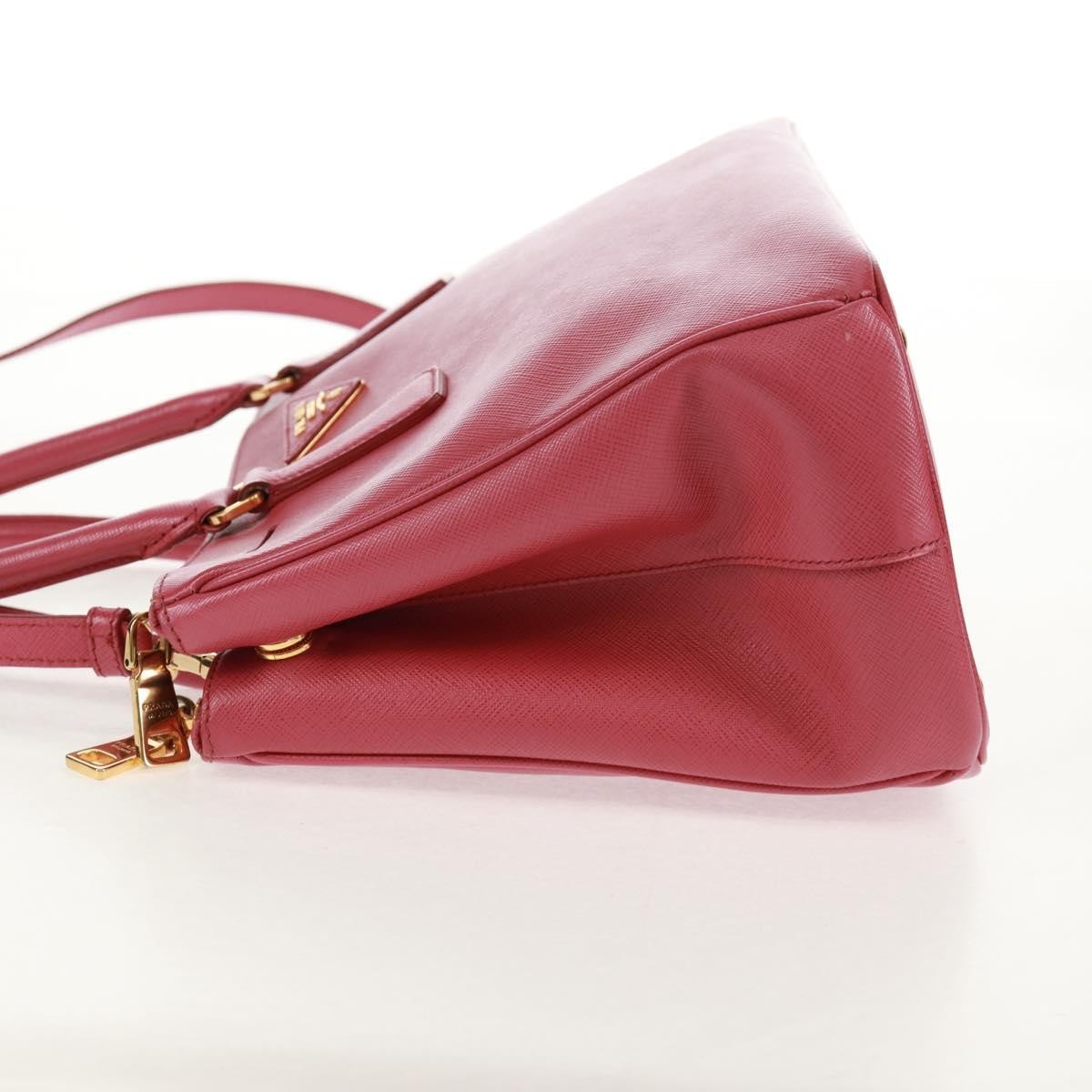 Prada Double Zip Lux Tote Saffiano Leather Pink Leather Handbag (Pre-Owned)