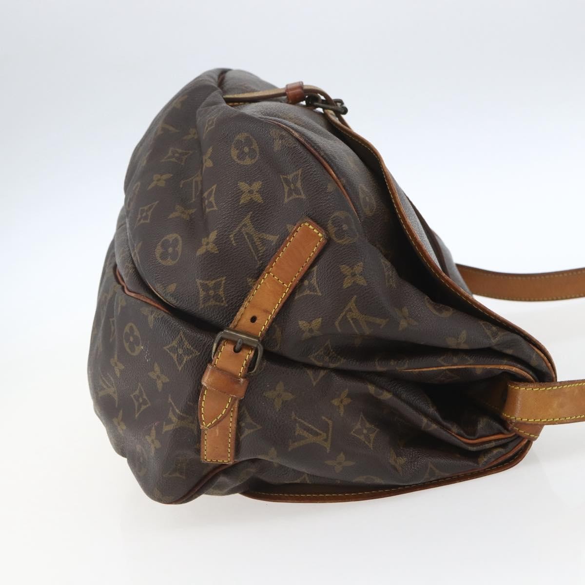 Louis Vuitton Saumur Handbag Monogram Canvas Brown Canvas Shoulder Bag Bag (Pre-Owned)