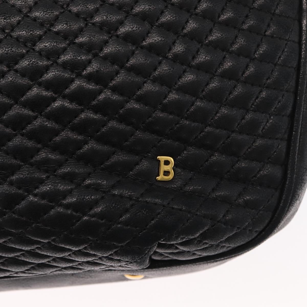 Bally Vintage Chain Shoulder Bag Quilted Leather Black Leather Shoulder Bag Bag (Pre-Owned)