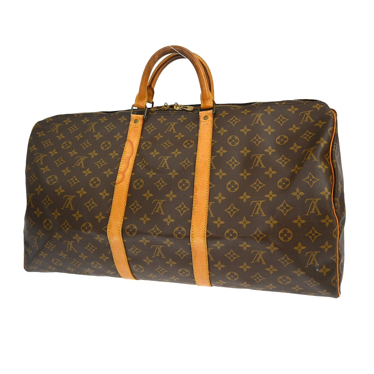 Louis Vuitton Keepall Bag Monogram Canvas Brown Canvas Handbag (Pre-Owned)