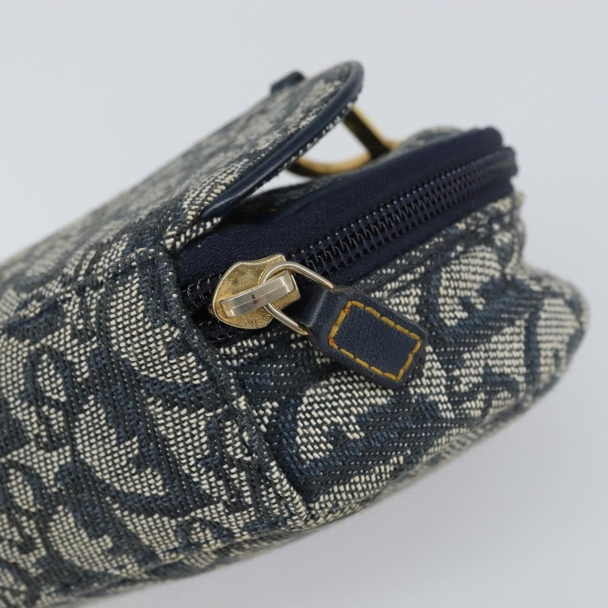 Christian Dior Vintage Saddle Coin Purse Diorissimo Canvas Navy Canvas Clutche & Pouche Bag (Pre-Owned)
