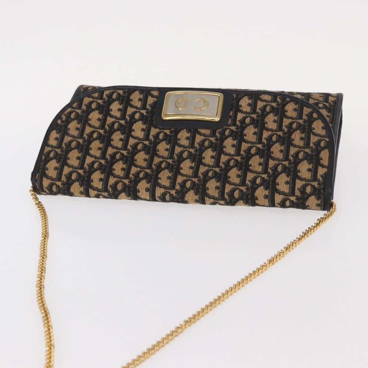 Christian Dior Vintage Cd Chain Flap Shoulder Bag Diorissimo Canvas Navy Canvas Shoulder Bag Bag (Pre-Owned)