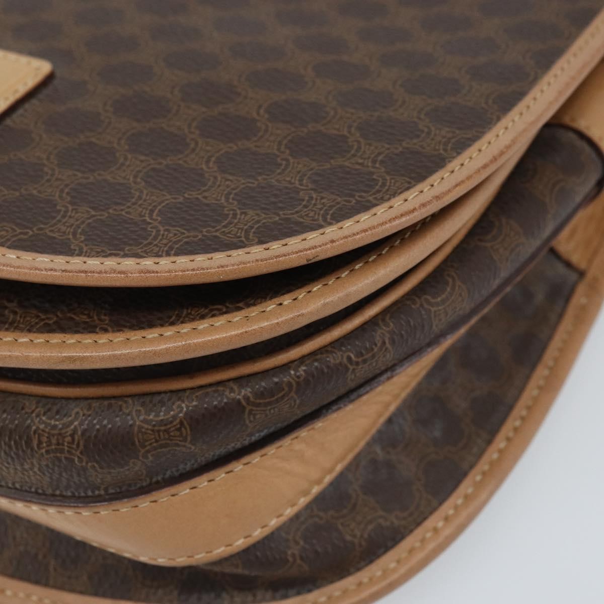 Celine Vintage Macadam Shoulder Bag Canvas And Leather Brown Canvas Shoulder Bag Bag (Pre-Owned)