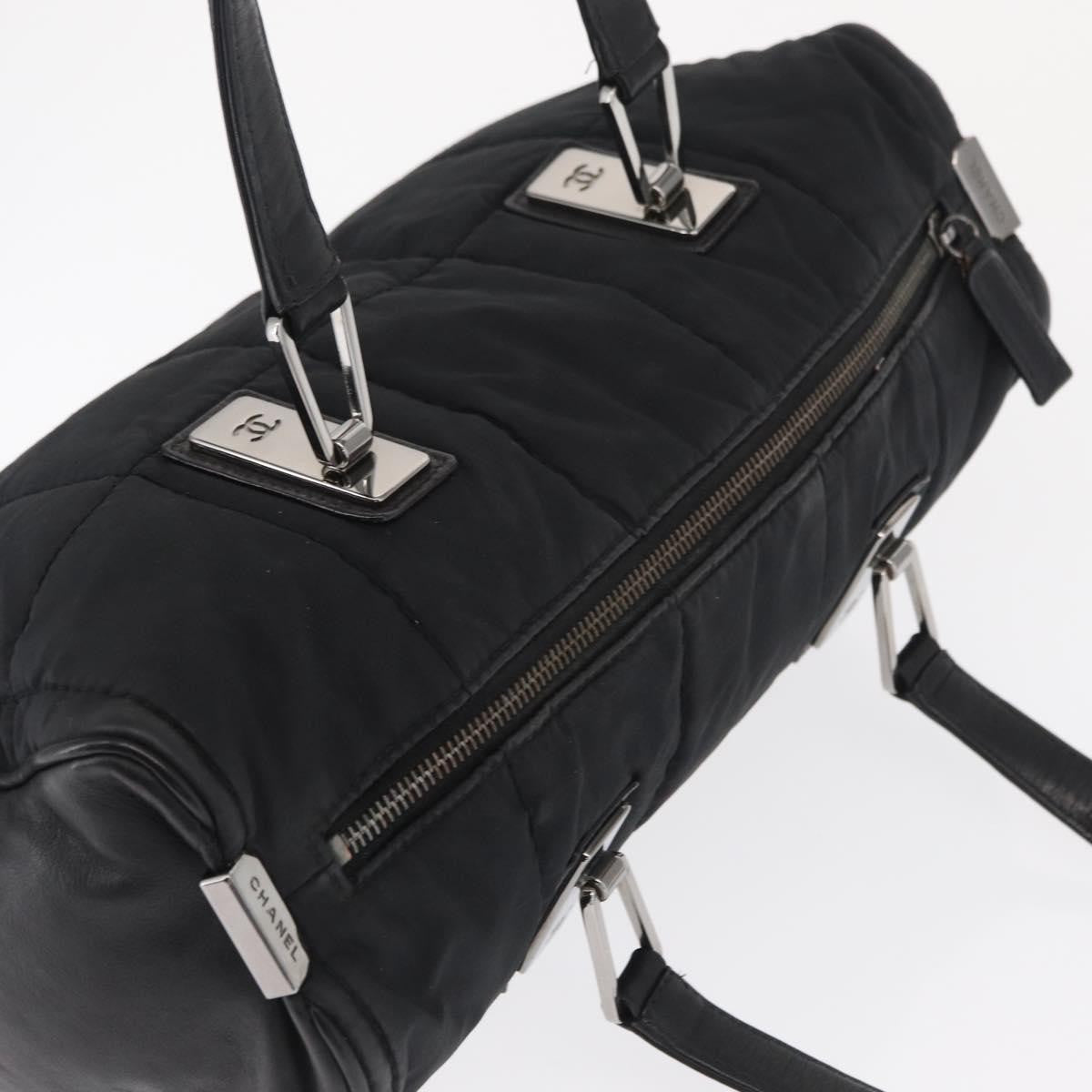Chanel Square Stitch Boston Bag Quilted Nylon Black Nylon Travel Bag Bag (Pre-Owned)