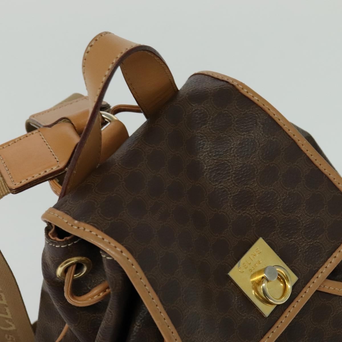 Celine Vintage Macadam Backpack Canvas And Leather Brown Canvas Backpack Bag (Pre-Owned)