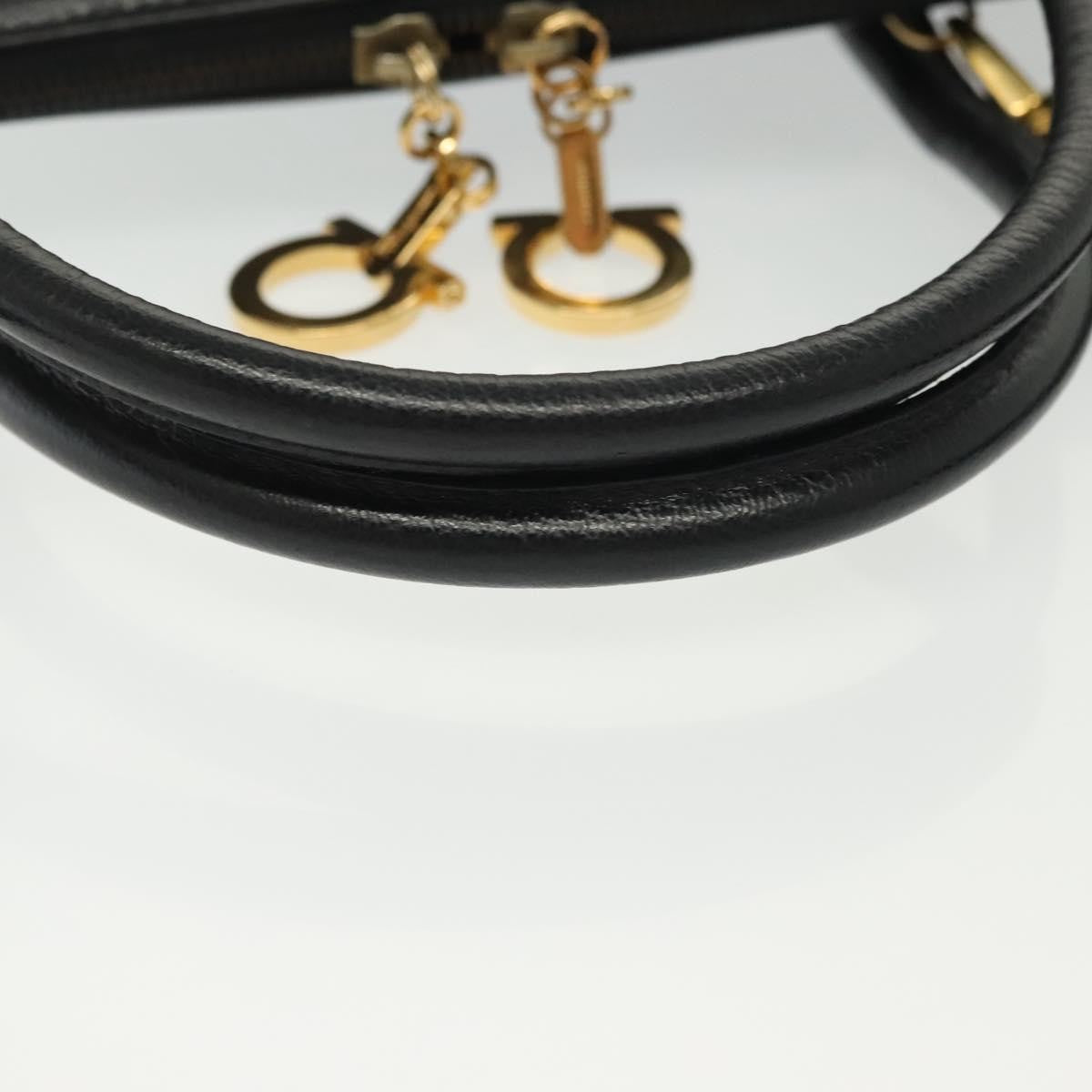 Salvatore Ferragamo Convertible Dome Gancini Leather Black Leather Handbag (Pre-Owned)