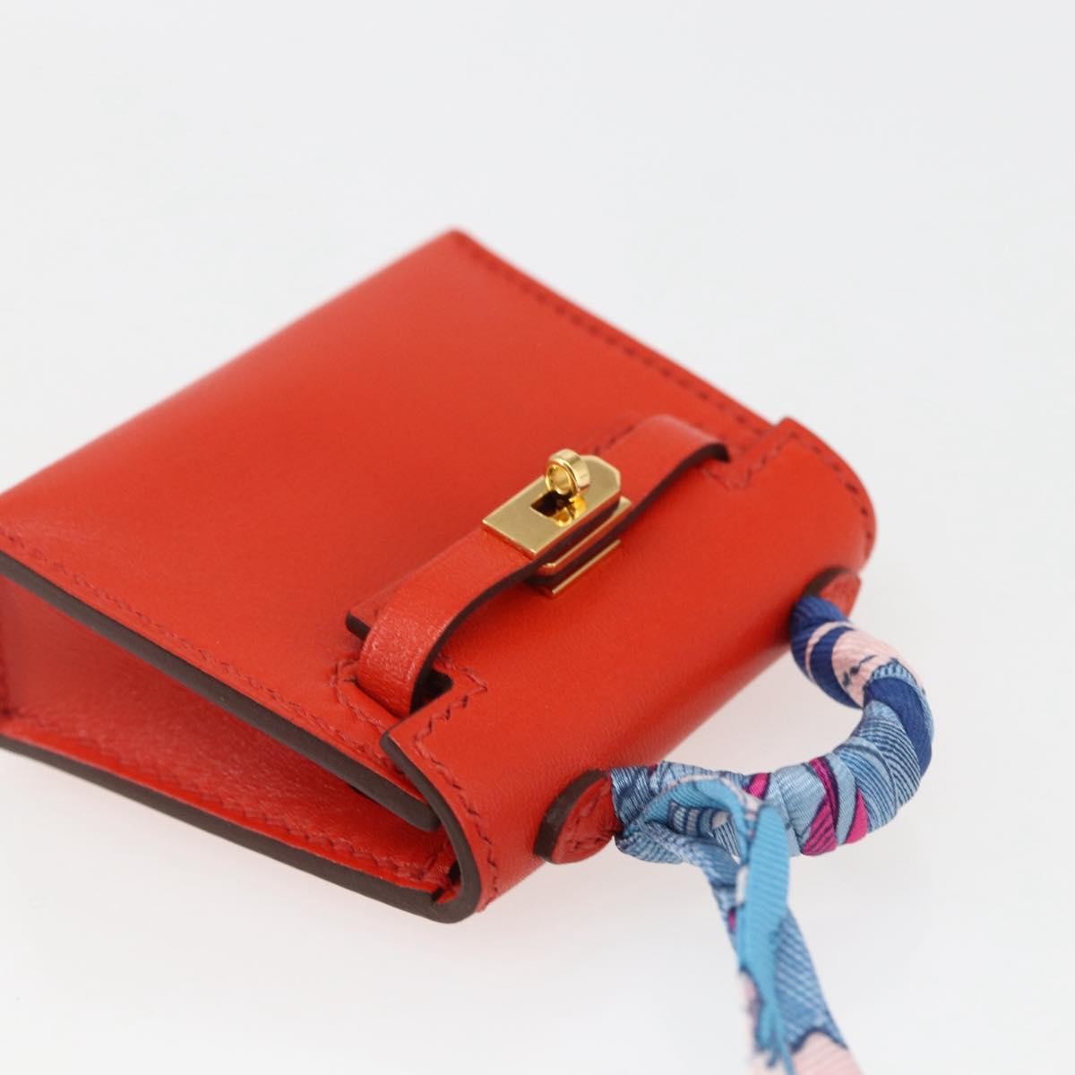 Hermes Kelly Twilly Bag Charm Leather Orange Leather Charms And Keychains Accessory (Pre-Owned)