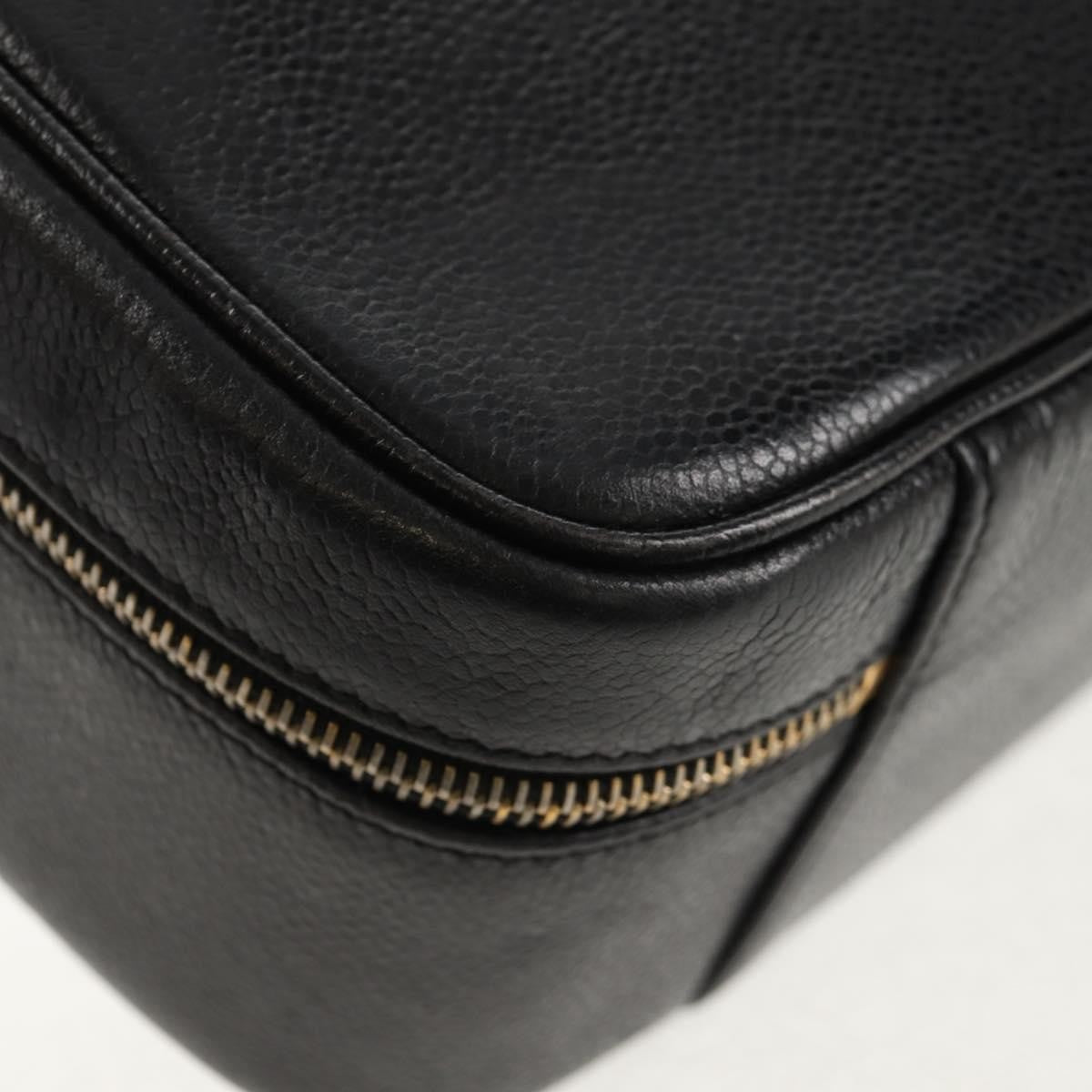 Chanel Vintage Timeless Zip Around Vanity Case Caviar Black Leather Clutche & Pouche Bag (Pre-Owned)