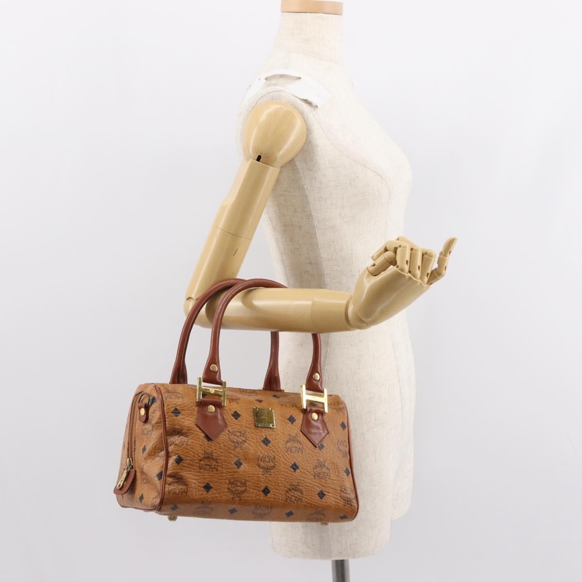MCM Visetos Logogramme Handbag Canvas And Leather Brown Pvc Handbag (Pre-Owned)