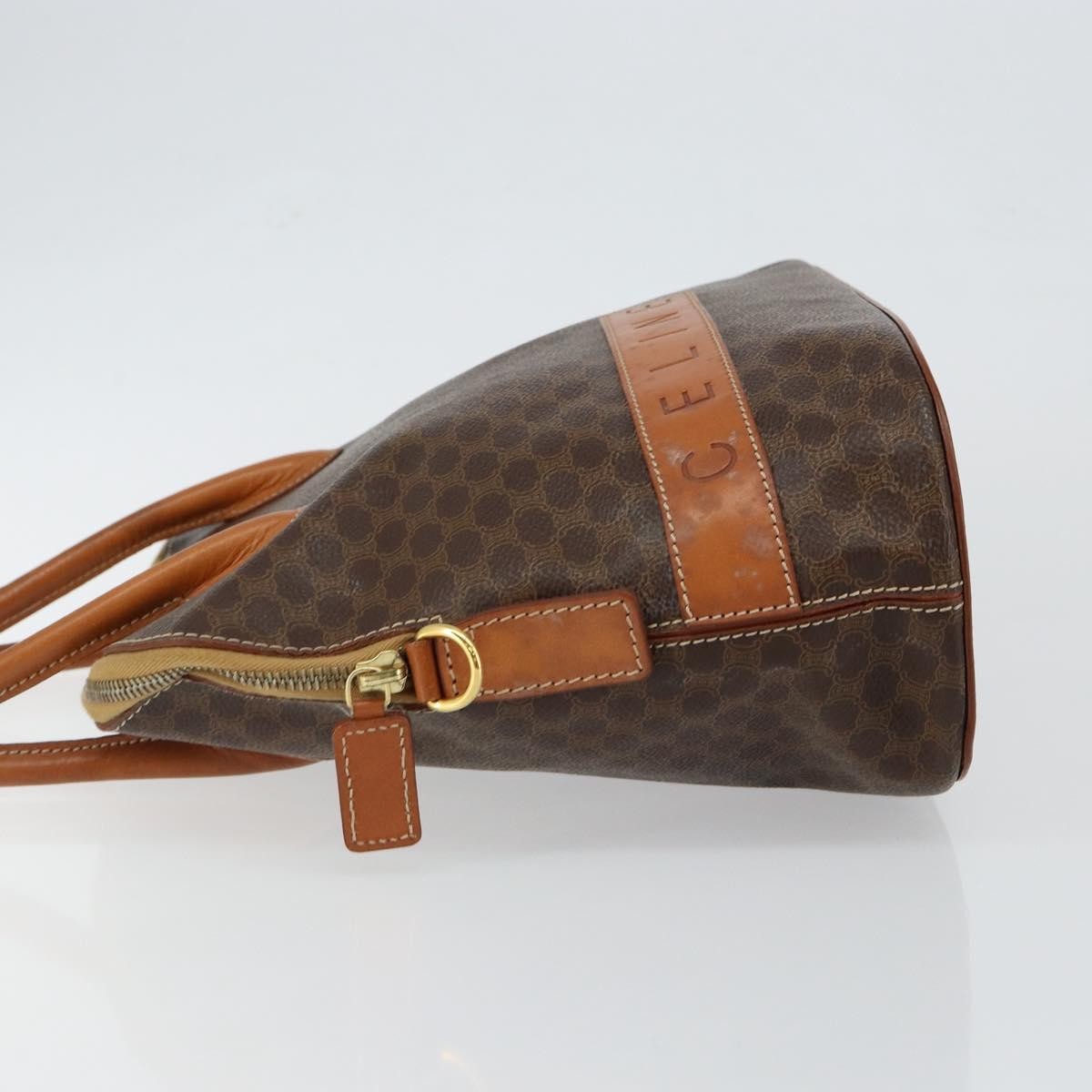 Celine Vintage Macadam Handbag Macadam Brown Canvas Bag (Pre-Owned)