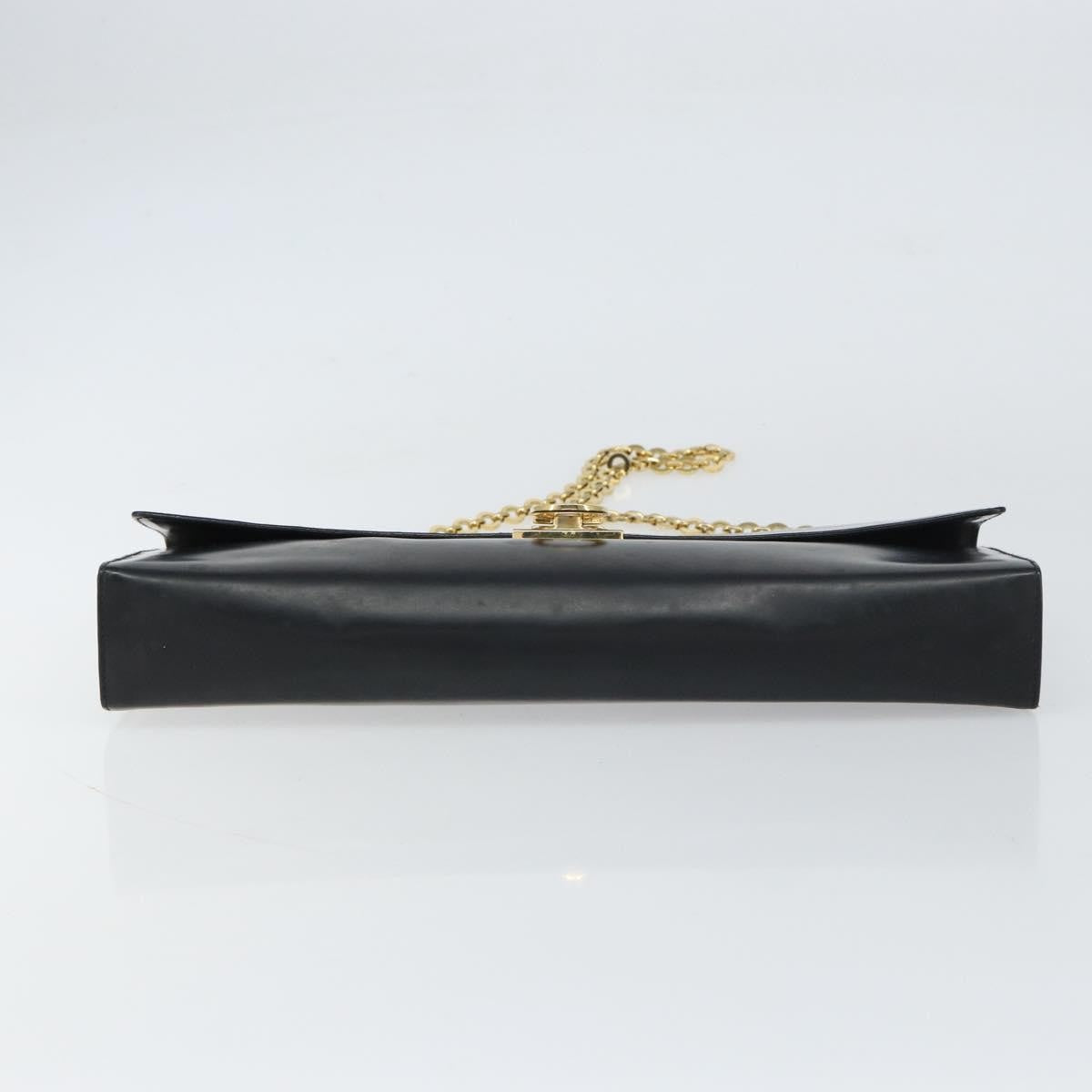 Salvatore Ferragamo Gancini Chain Shoulder Bag Leather Black Leather Shoulder Bag Bag (Pre-Owned)